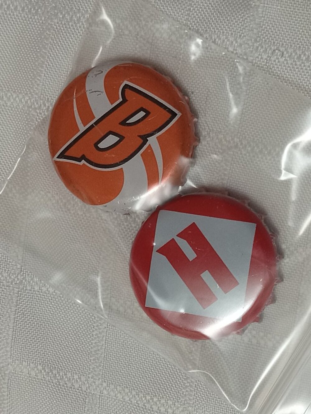 Set of two handmade pins made with glass bottle caps